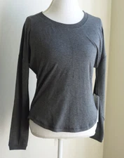 NWT! WOMENS 90 DEGREE by REFLEX LONG SLEEVE TOP SHIRT CHARCOAL, XS, MSRP: $58