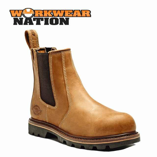 Dickies Fife Safety Dealer Boot Leather Steel Toe Work Workwear Tan