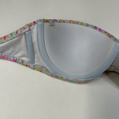 Y2K Victorias Secret 34C Strapless Flirt Bandeau Bikini Top Confetti Blue #2684 - Picture 7 of 10