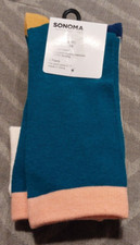 NWT 3 pk Women's Sonoma Everyday Crew Socks sz 9-11 Multi -4490
