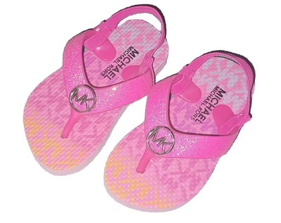 Michael Kors 5/6 Toddler Baby Girl Endine Pink Glitter MK Thong