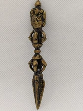 Tibetan Buddhist Phurba / Kila Tantric Ritual Dagger. Brass. 4.5" Long.