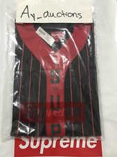 Supreme Vertical Logo Baseball Jersey Red New Authentic FW18 XLARGE BLACK RED