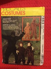 McCall s 7863 Jungle Halloween Animal Costumes Gorilla Monkey Adult Lg Sz 38-40