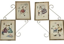 Vintage Nursery Prints Mother With Children Set of 4 Period Framed Donald Art Co