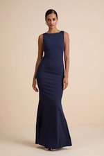 Lulus Love In Your Eyes Knotted Mermaid Maxi Dress Blue L