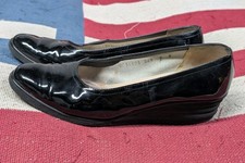 Salvatore Ferragamo Boutique Low Wedge US 9 B Black Patent Leather Pump Vintage
