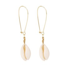 White Seashell Earrings Natural Cowrie Shell Earrings Boho Dangle Drop Earrings