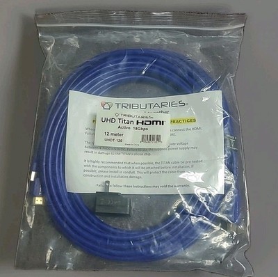 Tributaries UHD Titan HDMI 12m / 39' Cable 18Gbps w Power Cube UHDT-120 NEW 