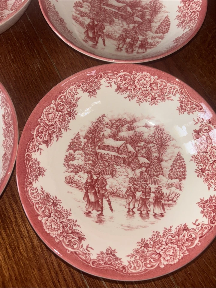 4 patinadores sobre hielo de Navidad Royal Stafford de colección bola de porcelana ensalada pasta Foto 2 de 4