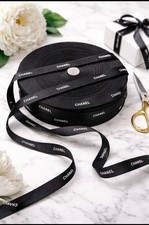 Authentic Chanel Black Logo Ribbon 1 Yard   S...