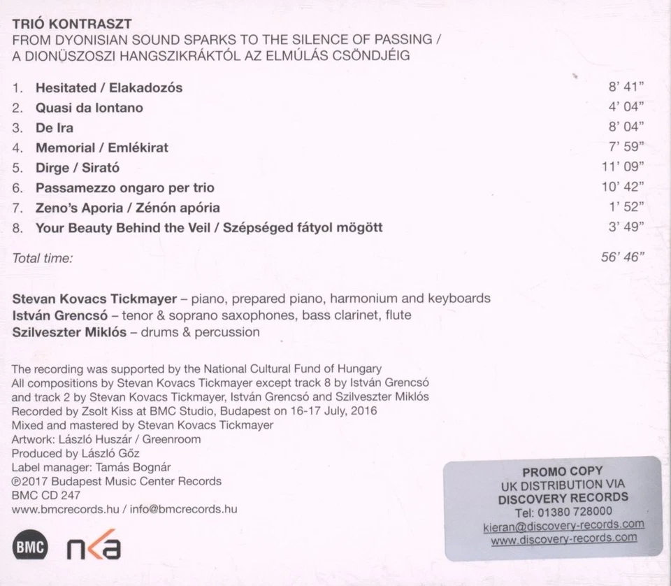 Trio Kontraszt From Dyonisian Sound Sparks To the Silence of Passing CD Hungary - Bild 2 von 3