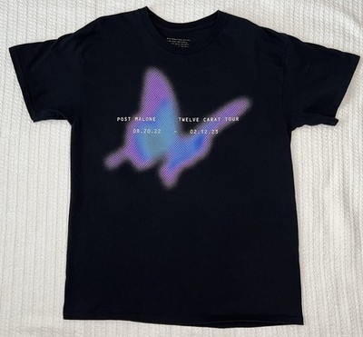 Post Malone Twelve Carat Tour Butterfly Shirt LG 21  X 29  Black