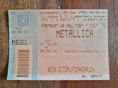 Metallica Wherever we may roam Tour  92 05.12.1992 Berlin Deutschlandhalle