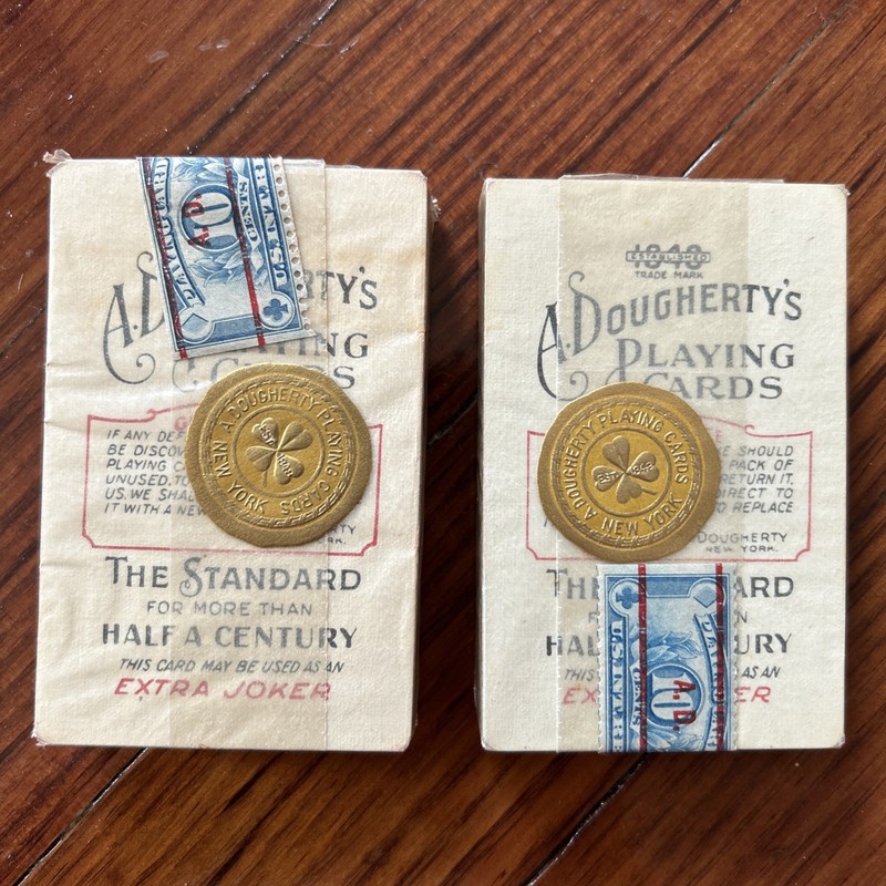 Early 1900's, Andrew Dougherty Gold Sealed Double Deck Playing Cards 