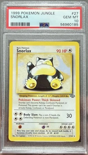 Pokémon Snorlax Jungle Rare #27/64 90 HP English PSA 10 Regular 1999
