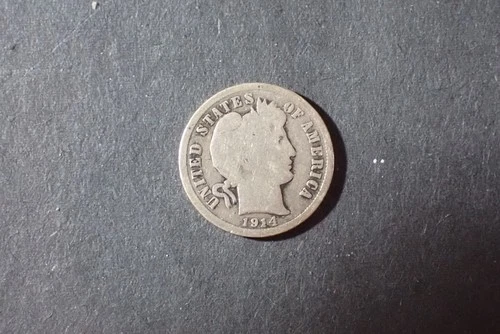 A Lot of one  silver Barber dimes dated  1914D  Good Cond set RGR 543