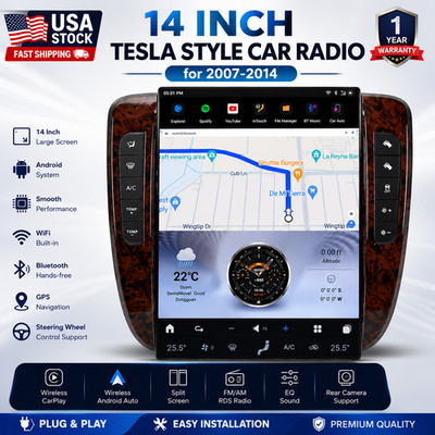 14'' Tesla Vertical Screen Car Radio GPS For Chevrolet Tahoe GMC Yukon 2007-2013