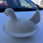 Vintage Indiana Glass milk white Hen On A Nest 7" Chicken Perfect!