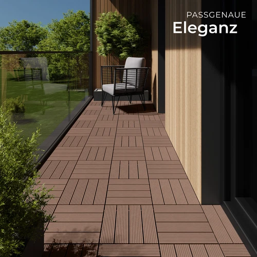 Set Terrassenfliesen Tegulas, WPC in Holzoptik Terrassenfliesen braun B-Ware - Bild 7 von 12