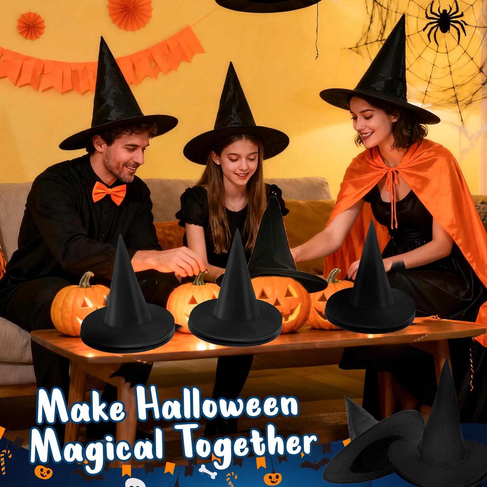 RAINFLOW Halloween Floating Witch Hats - Hanging Witches Hats,Black Witch Hat...