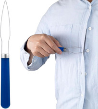 Easy Button Hook, Steel Button Helper Tool for Elderly, Wide Plastic Handle Butt