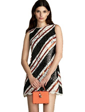 Dolce & Gabbana SS2016 Sequins Embroidered Stripes Lace A-Line Dress IT36