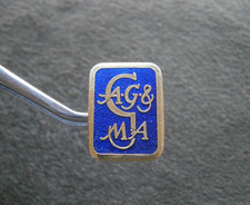 Vibrant Blue Initials Vintage Enamel Lapel Pin Hat Badge Brooch 3.7g