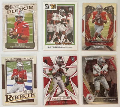 LOT OF (6) DIFFERENT 2021 JUSTIN FIELDS ROOKIE RC, CHICAGO BEARS 110725