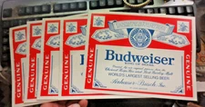 Lot of 5 Vintage Budweiser Stickers 9"x7" King of Beers Lager Beer Logos