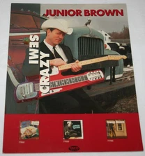 JUNIOR BROWN Semi Crazy 1996 Album Promo Standee Display Guit-Steel Country RARE