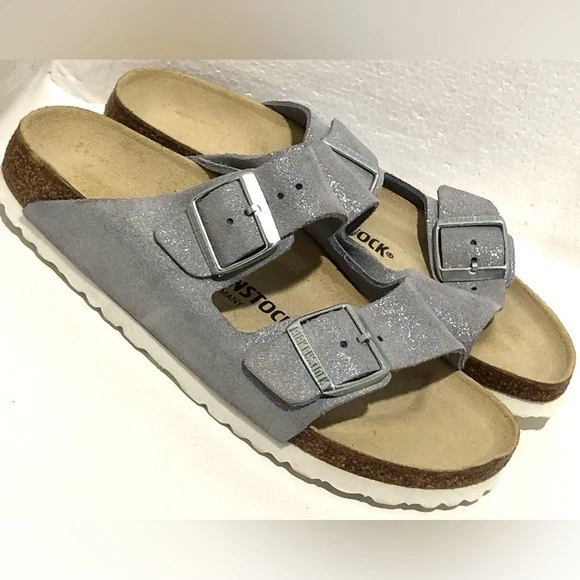 Birkenstock Silver Sandals Women's Size 8 US - Image 3 of 4
