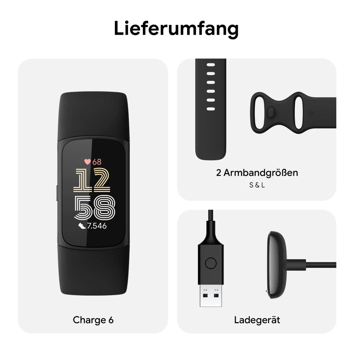 Fitbit Charge 6 Fitness Tracker Schwarz GPS EKG AMOLED NFC Neuwertig MwSt