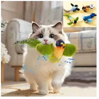 CA&T Interactive Hanging Bird Cat Toy – Catnip Teaser Toy with Sound Indoor Fun