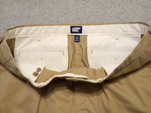 Pantalones de vestir para hombre LANDS'END ajuste tradicional frente plano puños tostado talla 40 - 42 x 29 - Imagen 5 de 5