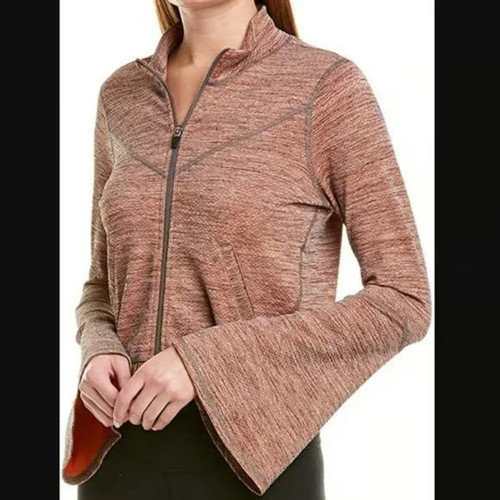 Free People Movement Off the Grid Jacket XS Orange Flare sleeve zip up 