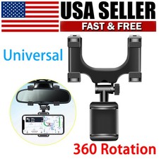 Universal 360 Rotation Car Rear View Mirror Mount Stand GPS Cell Phone Holder US