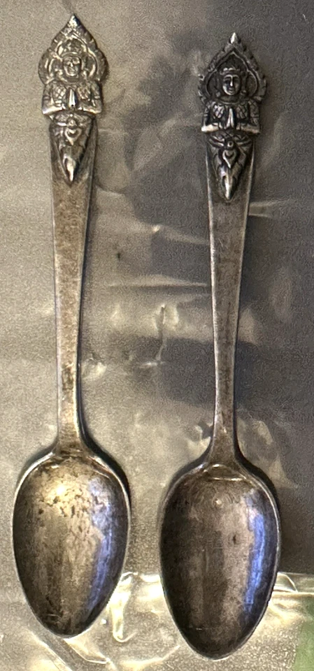 CUCHARAS DE RECUERDO ANTIGUAS DE PLATA DE LEY CON TEMA EGIPCIO O ASIÁTICO (2) Foto 3 de 3