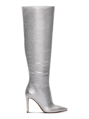 INC Womens Silver Embellished Pointed Toe Stiletto Zip-Up Dress Boots 6 M |  eBay