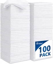 Microfiber Cleaning Cloth White-100Pk, Absorbent Cleaning Rags, Commercial Shop 