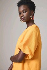 NWT Anthropologie Linen One-Shoulder Shapeless Mini Dress Pullover Smocked XL