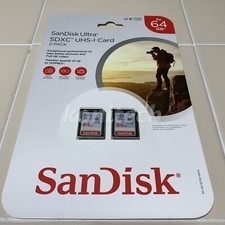 Sandisk Ultra 2x64GB SDXC UHS-I Card 2-pack 120mb/s DSLR HD Video Cameras