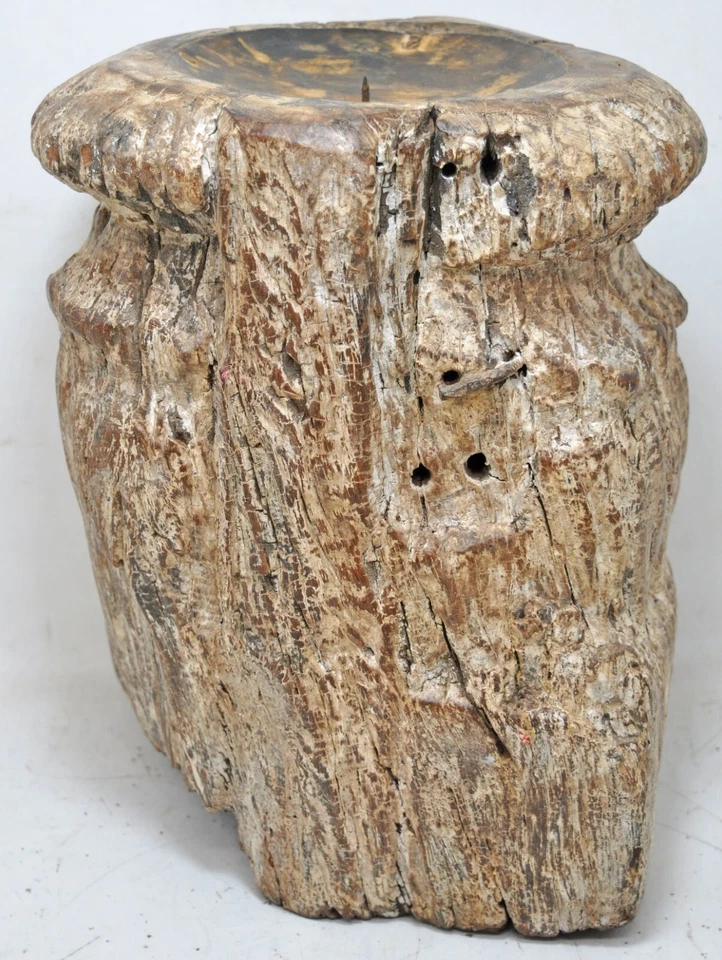 Antique Wooden Column Pillar Candle Holder Stand Original old Hand Carved - Image 3 of 4