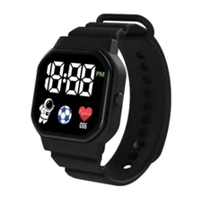 Stylish Sports Watch. BLACK Luminous Square Digital Display.For Active Lifestyle
