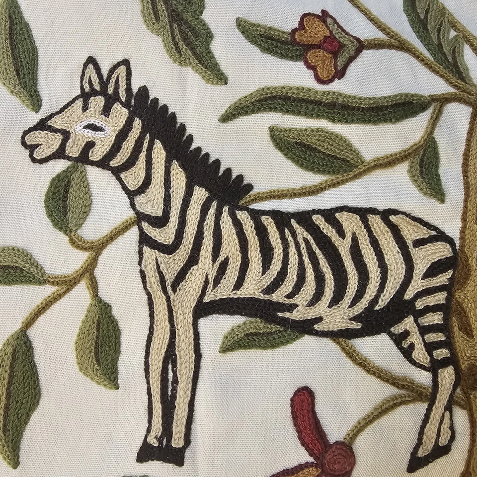 Lee Jofa Toile Crewel Animal Fabrics Pattern Savane Crewel with Grommets Sample - Image 2 of 4