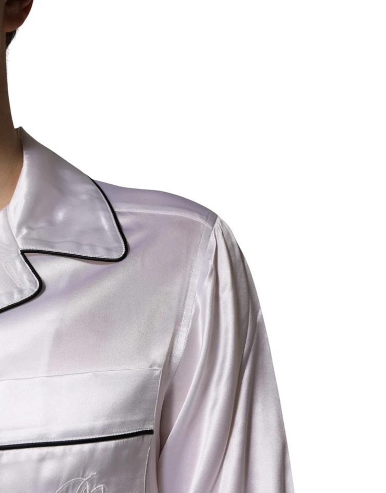 DOLCE & GABBANA Sleepwear White Satin Silk Men Pajama Set 37/US14.5/XS 2180usd - Image 4 of 4