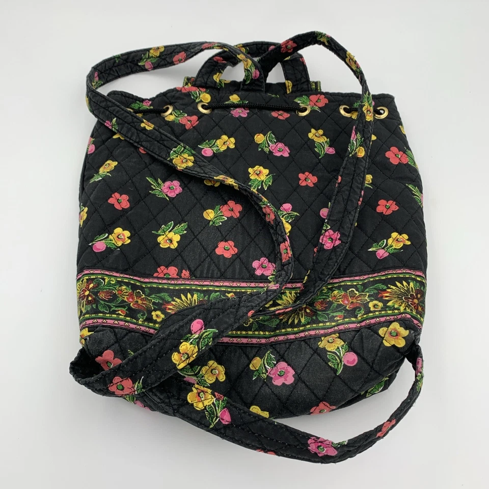 Americana by Sharif Quilted Flower Pattern Backpack Style Purse Drawstring Top - Image 3 of 4