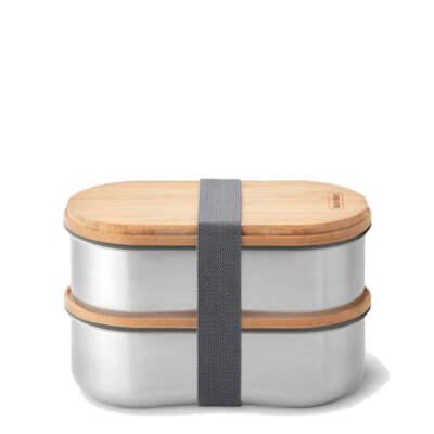 Black + Blum Stainless Steel Double Bento Box Almond/Grey