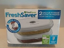 FoodSaver Fresh Saver 2 Pack Vacuum Storage Containers 1/2 Quart Size New