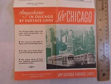 Rare 1947 Trolley Subway Bus Chicago Surface Lines Map Brochure Timetable